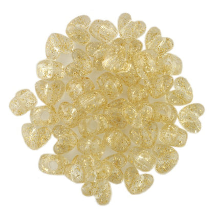 Sparkle Plastic Heart Bead Gold