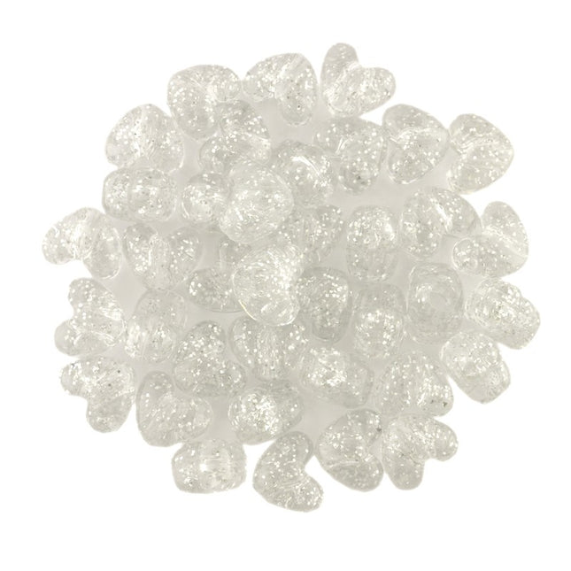 Sparkle Plastic Heart Bead Silver