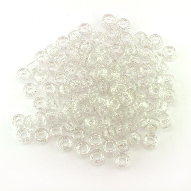 Sparkle Plastic Pony Bead Silver