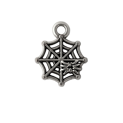 Spider Web Charm Antique Silver