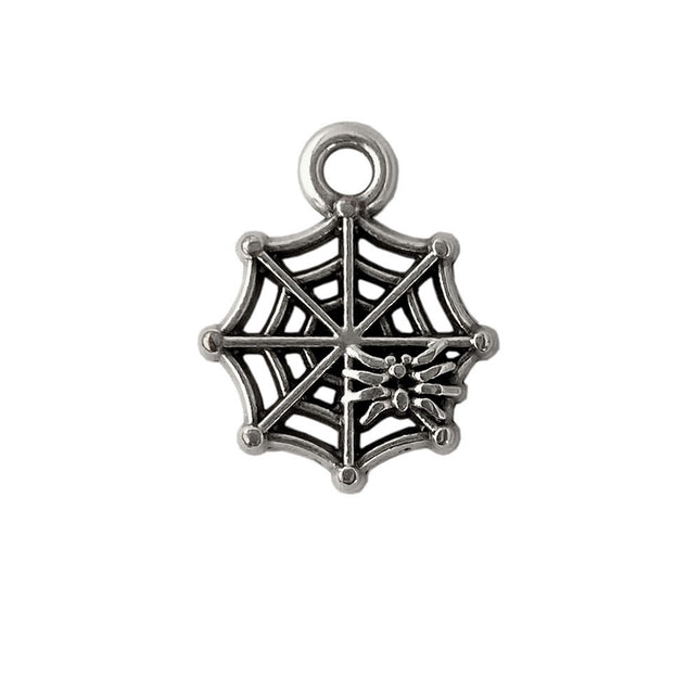 Spider Web Charm Antique Silver