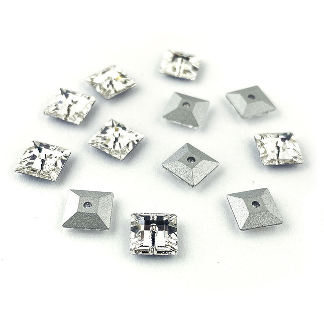 6x6mm Crystal (Foiled) Sew on Loch Square Preciosa Crystal