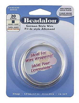 Square Wire Silver Plated 0.8mm (20 Gauge)