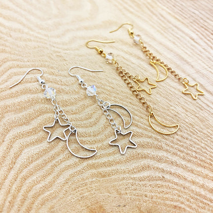 Star and Moon link earrings