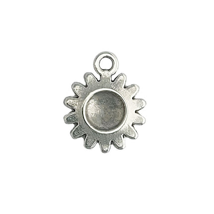 Sunflower Charm Antique Silver - reverse side