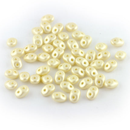 Superduo 2 hole glass beads in a pastel cream