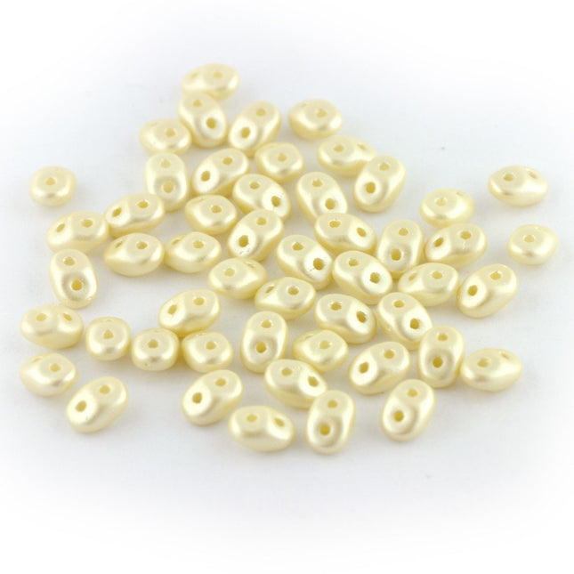Superduo 2 hole glass beads in a pastel cream