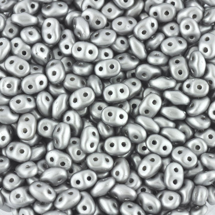 Superduo Beads Pastel Grey/Silver