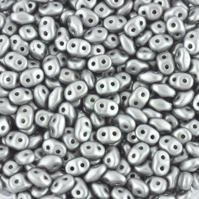 Superduo Beads Pastel Grey/Silver