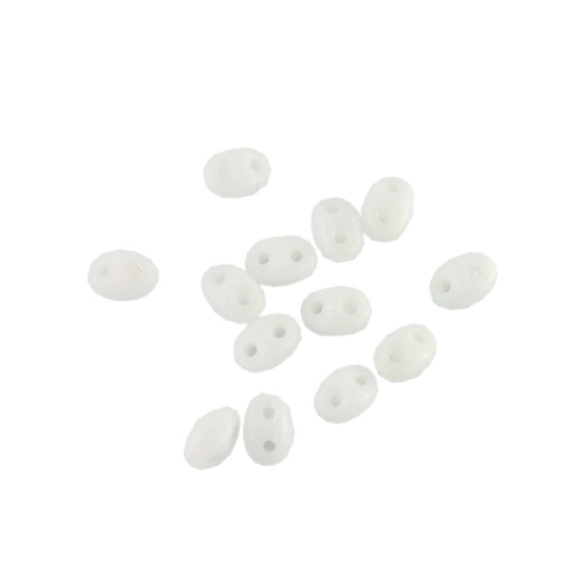 opaque white 2 hole superduo czech glass beads