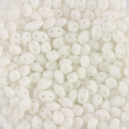 Preciosa Superduo 2 hole opaque white glass beads