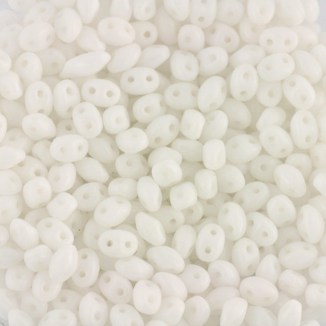 Preciosa Superduo 2 hole opaque white glass beads