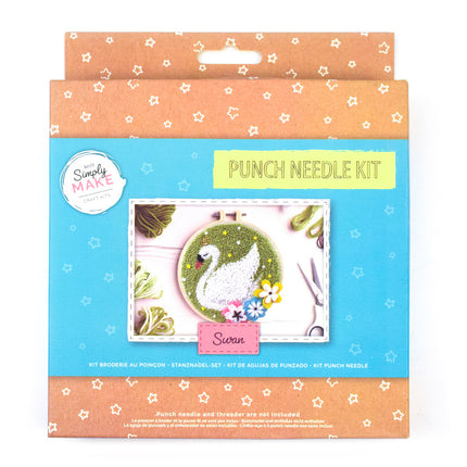 Punch Needle Kit Swan in a Hoop