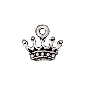Kings Crown Charm Antique Silver