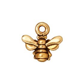 Small Honeybee Charm Antique Gold