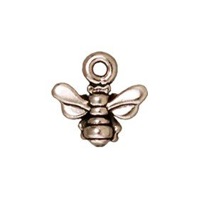 Small Honeybee Charm Antique Silver