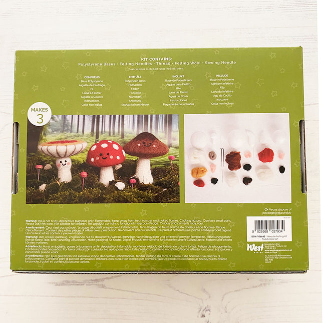 simply make toadstools set needle felting kit contents