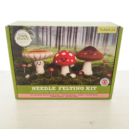 simply make toadstools set needle felting kit