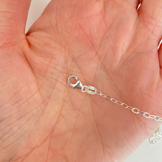 Sterling sliver hammered oval link necklace