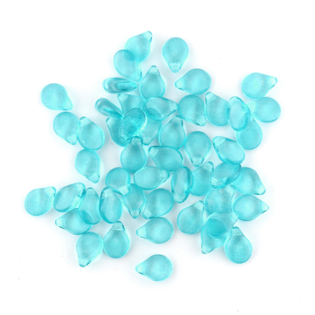 Transparent Turquoise Preciosa Pip Beads