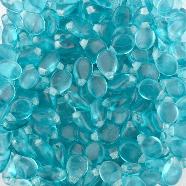 Transparent Turquoise Preciosa Pip Beads