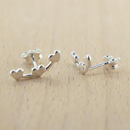 Sterling Silver Trio of Hearts Ear Studs