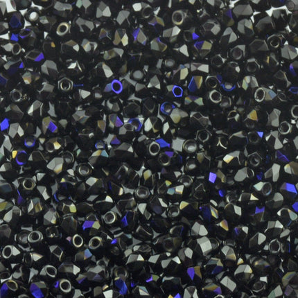 czech glass true2 faceted glass beads jet azuro