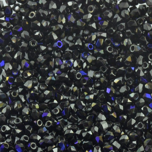 czech glass true2 faceted glass beads jet azuro