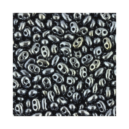 czech glass twin bead haematite