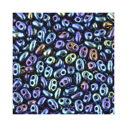 Preciosa 2 hole twin seed beads iridescent blue