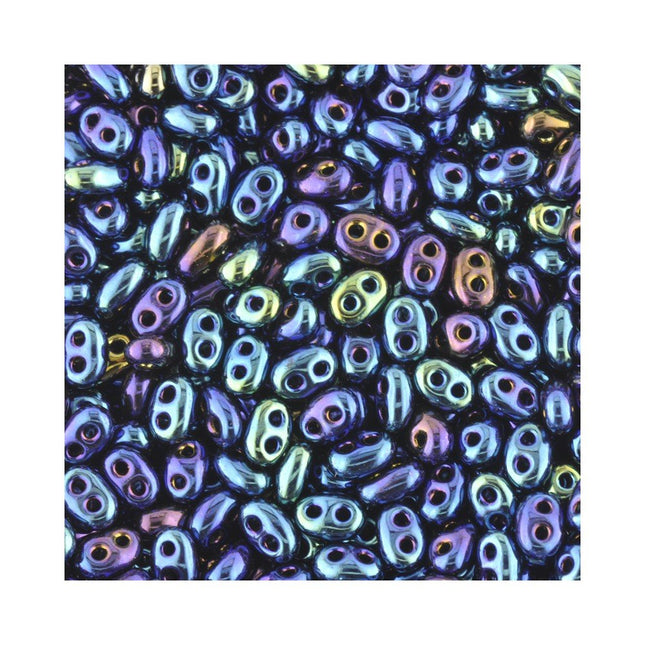 Preciosa 2 hole twin seed beads iridescent blue