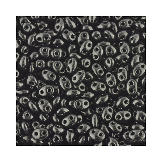 Preciosa 2 hole glass twin beads opaque black