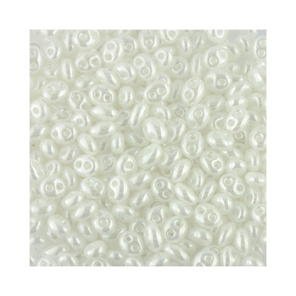 Preciosa czech glass twin beads pearl white