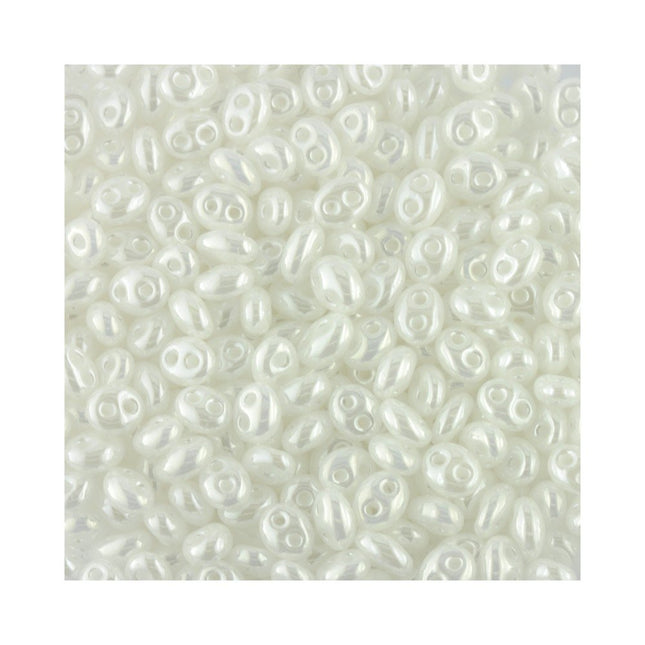 Preciosa czech glass twin beads pearl white