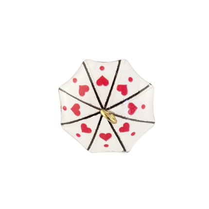 Acrylic Umbrella Pendant White with Red Hearts top view