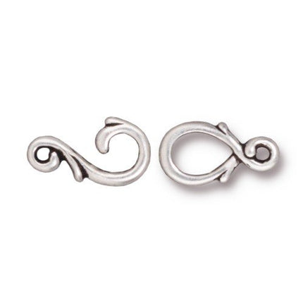 Vine Hook and Eye Clasp Antique Silver
