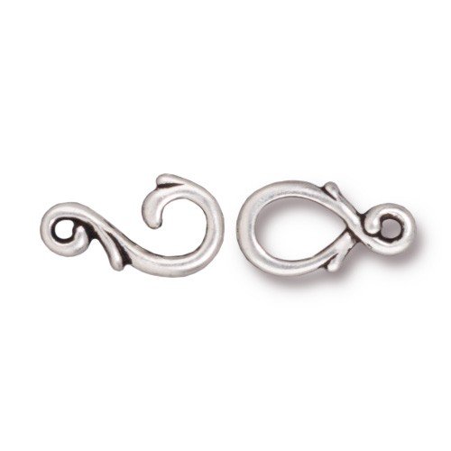 Vine Hook and Eye Clasp Antique Silver