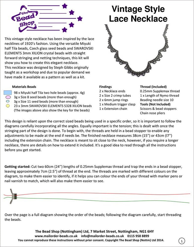 Vintage Style Lace Necklace - Pattern