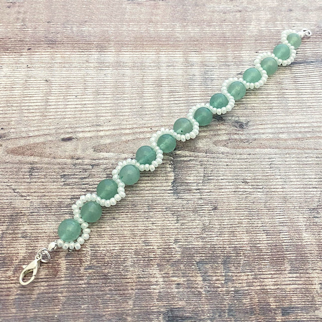 Wavy Gemstone Bracelet Kit - Green Aventurine