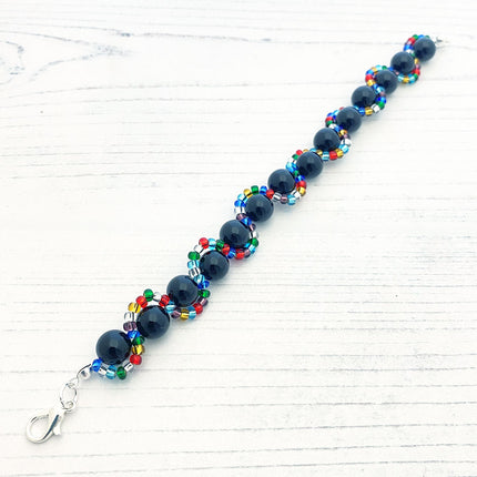 Wavy Gemstone Bracelet Kit - Black Onyx
