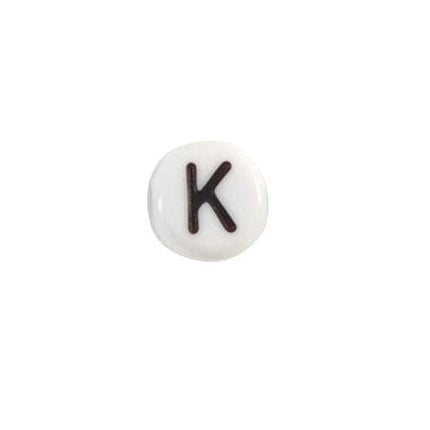 Glass Letter K Alphabet Bead