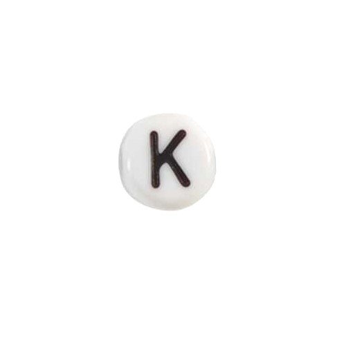 Glass Letter K Alphabet Bead