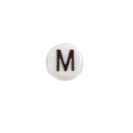 Glass Letter M Alphabet Bead