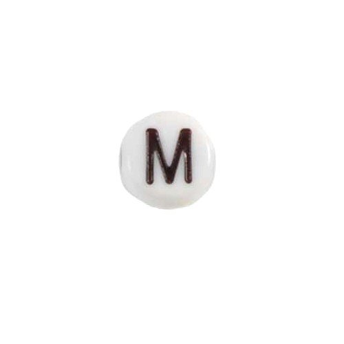 Glass Letter M Alphabet Bead