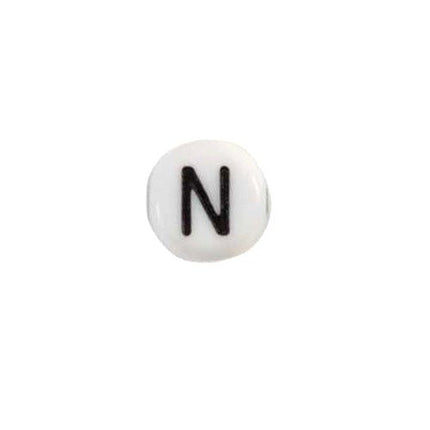 Glass Letter N Alphabet Bead