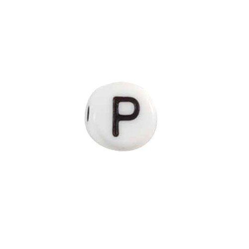 Glass Letter P Alphabet Bead