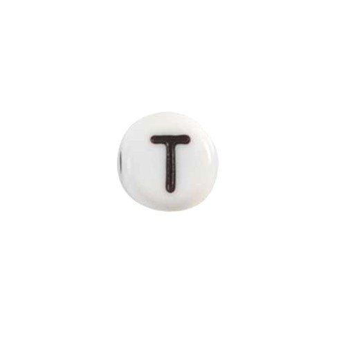 Glass Letter T Alphabet Bead