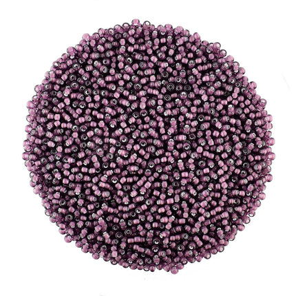 Size 11 White Lined Purple Preciosa Seed Beads