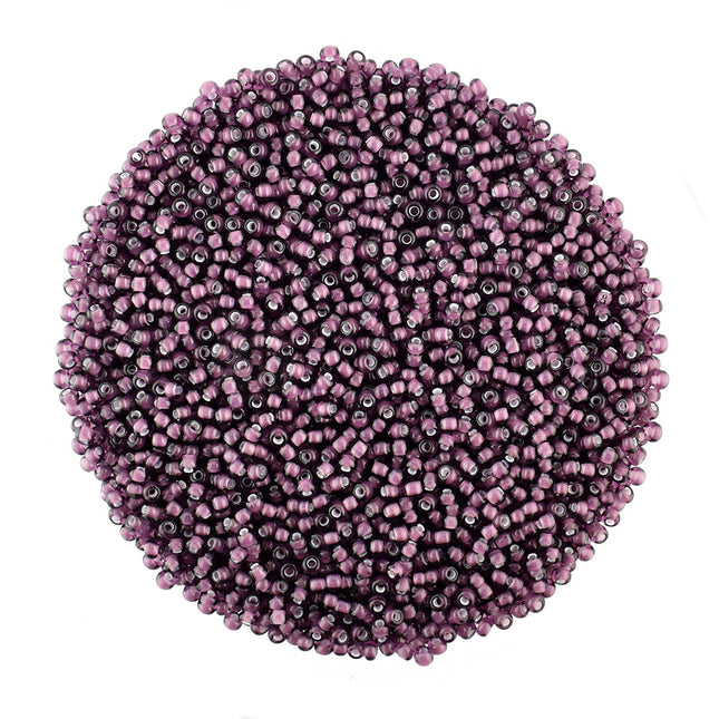 Size 11 White Lined Purple Preciosa Seed Beads