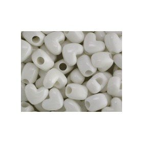 Opaque White Plastic Heart Bead